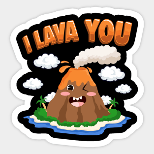 Funny I Lava You Volcano Valentine's Day Pun Sticker